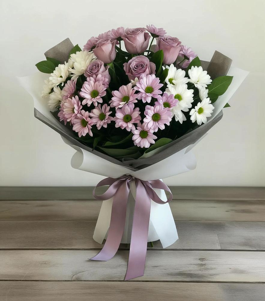 Букет цветов из: Хризантемы и Розы в Ерик