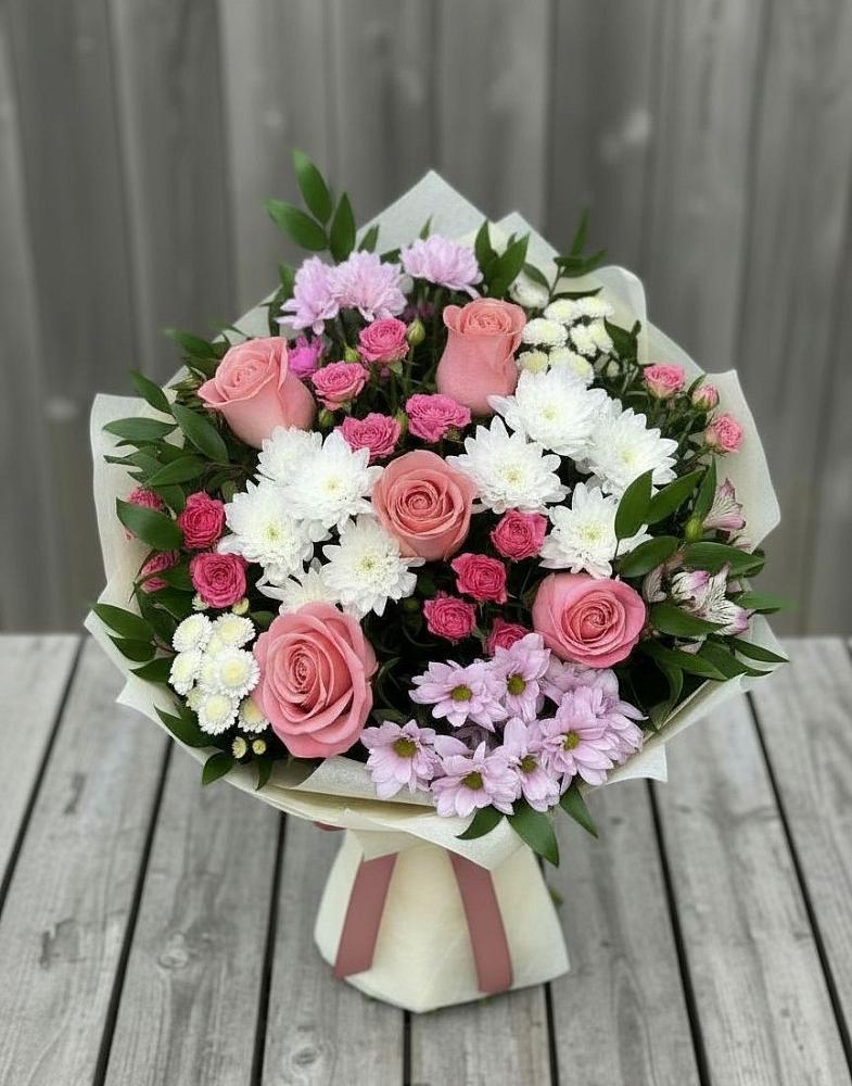 Букет цветов из: Альстромерии, Гвоздики, Розы и Хризантемы в Ерик
