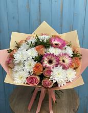 Букет цветов из:  Розы, Герберы и Хризантемы в Ерик