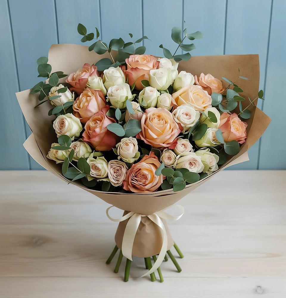 Букет цветов из: Альстромерии и Розы в Ерик