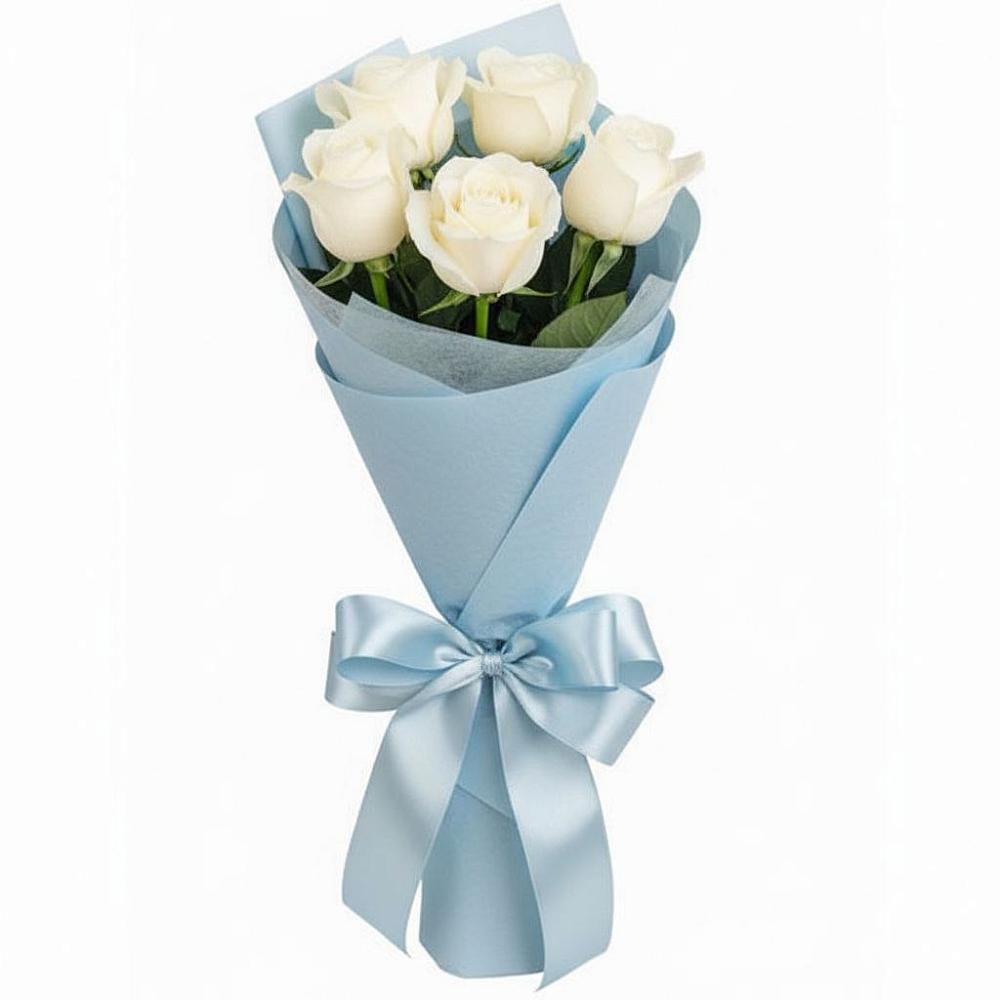 Букет 5 Белых роз Проуд в Ерик