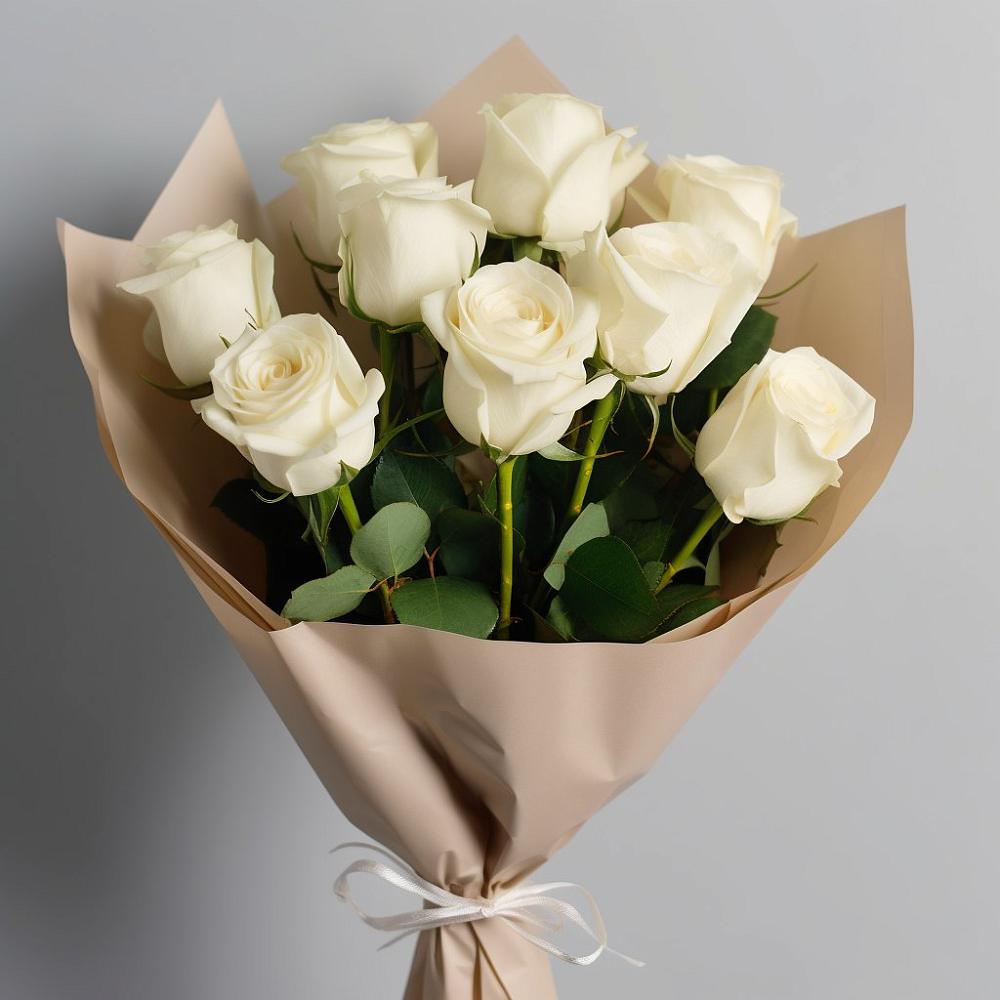 Букет 9 Белых роз Эдлесс Лав в Ерик