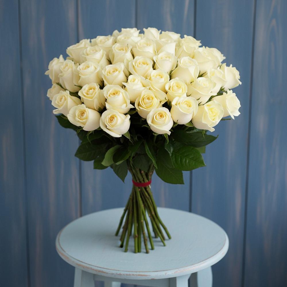 Букет 51 Белая роза Эдлесс Лав в Ерик