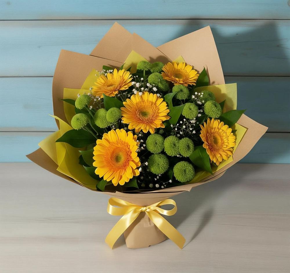 Букет цветов из: Герберы и Хризантемы в Ерик