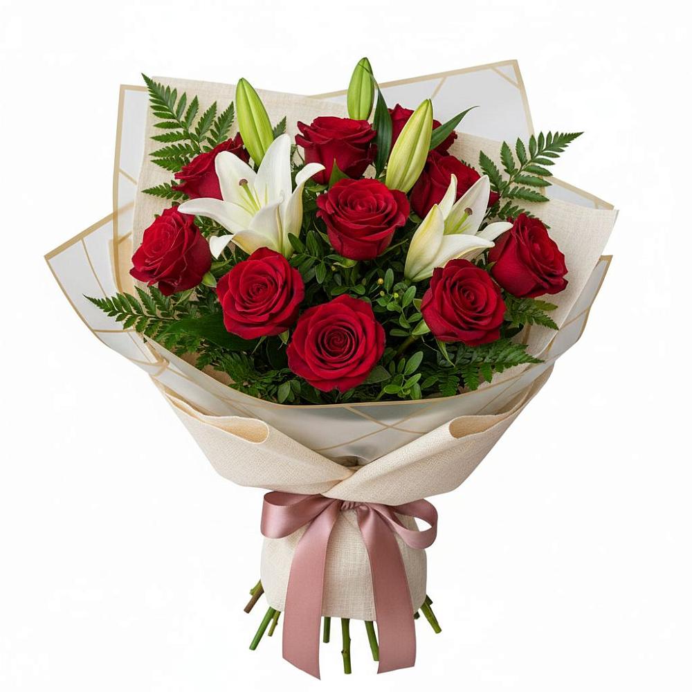 Букет цветов из: Лилии и Розы в Ерик