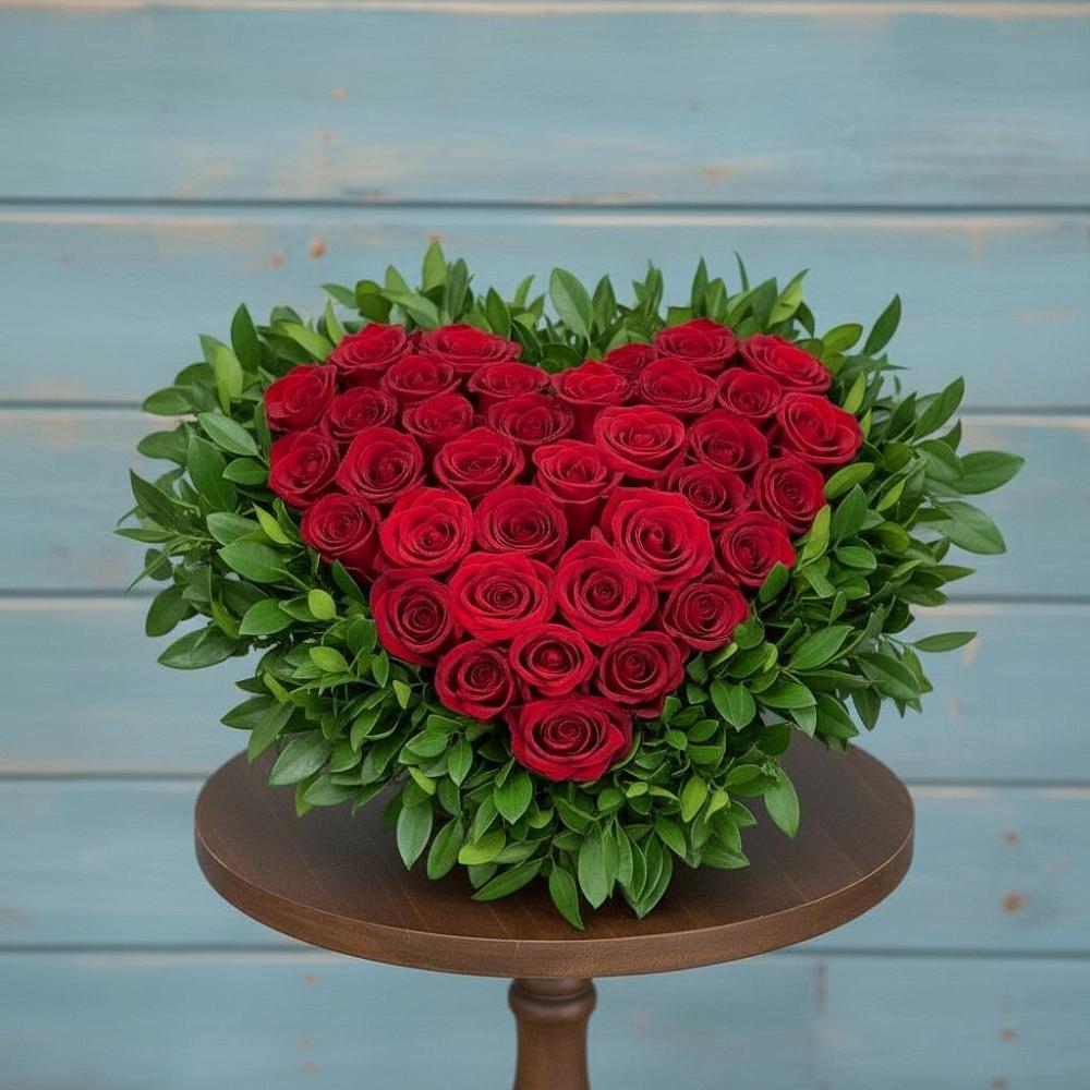 Цветочная композиция из Розы в виде сердца в Ерик