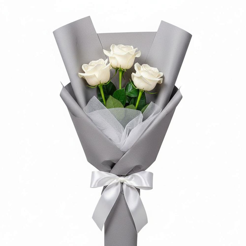 Букет 3 белые розы в Ерик