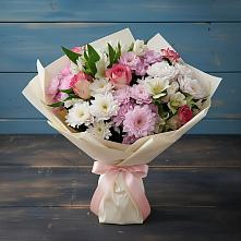 Букет цветов из:  Хризантемы, Альстромерии и Розы в Ерик