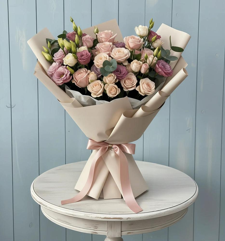 Букет цветов из: Розы и Лизиантусы в Ерик