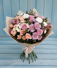 Букет цветов из:  Хризантемы, Розы и Альстромерии в Ерик