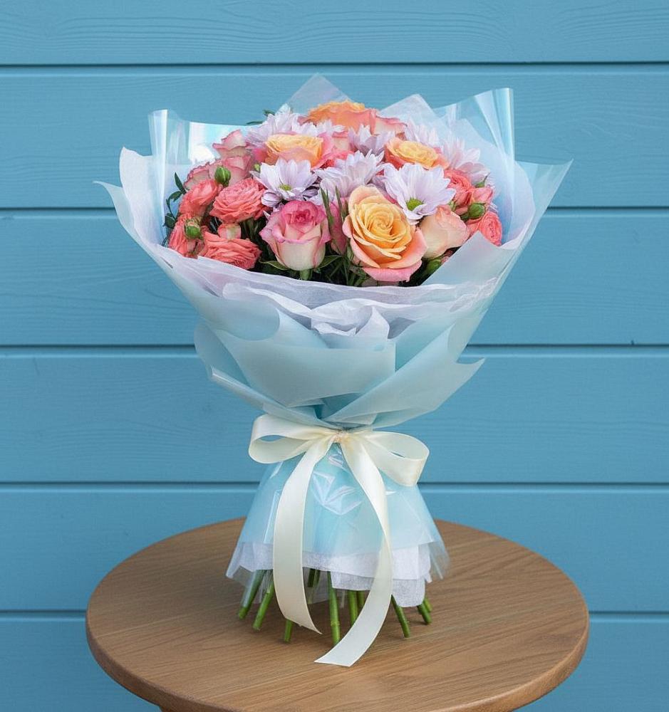 Букет цветов из: Хризантемы и Розы в Ерик