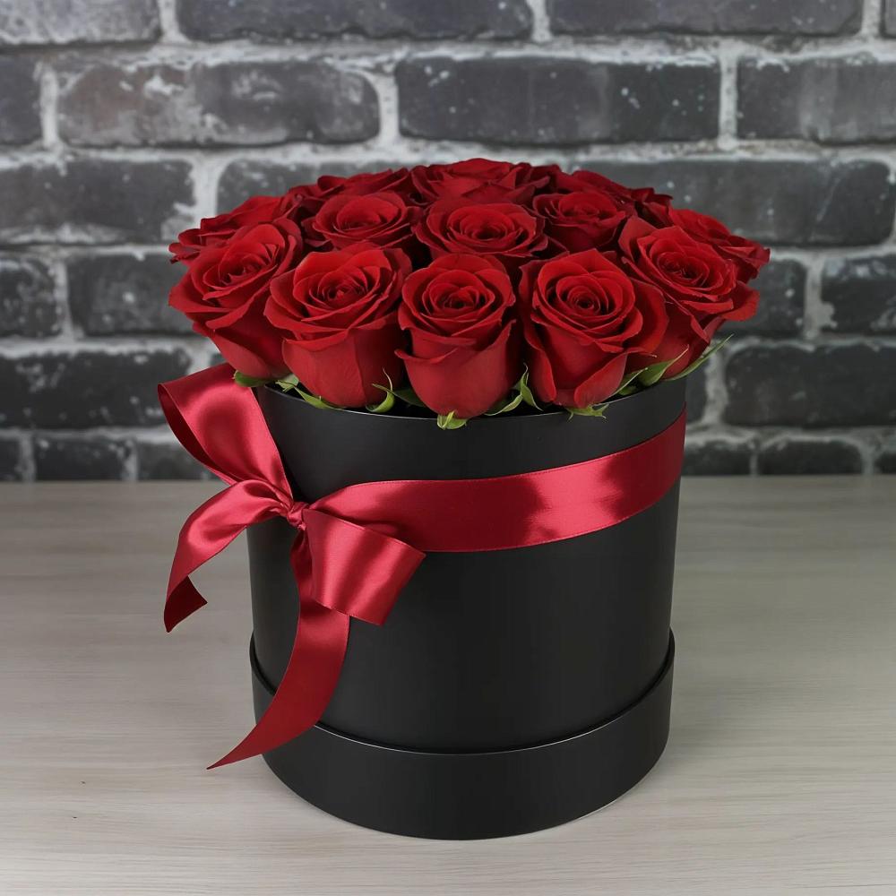 Цветочная композиция из Розы в шляпной коробке в Ерик