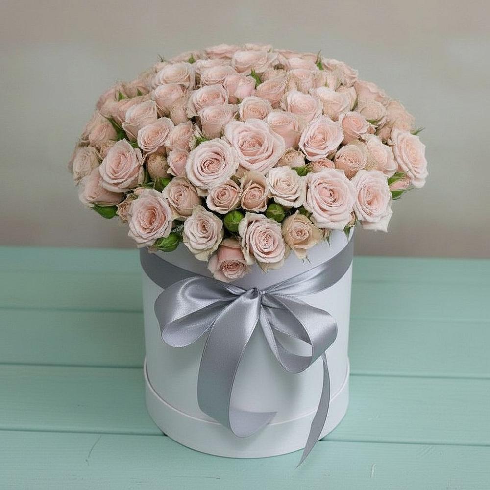 Цветочная композиция из Розы в шляпной коробке в Ерик